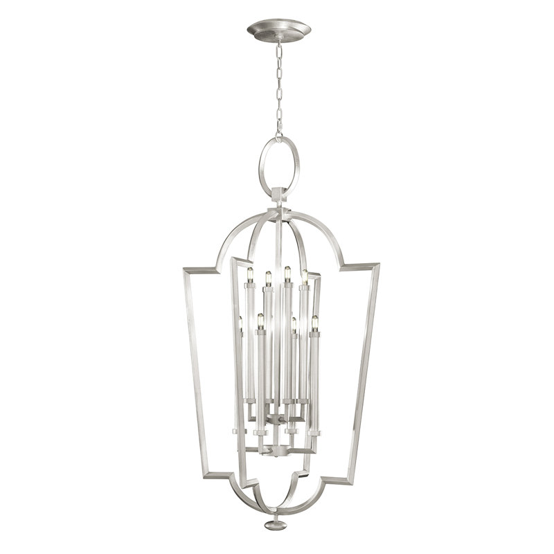 Lustre géométrique à 8 lumières Allegretto, Feuille d'argent