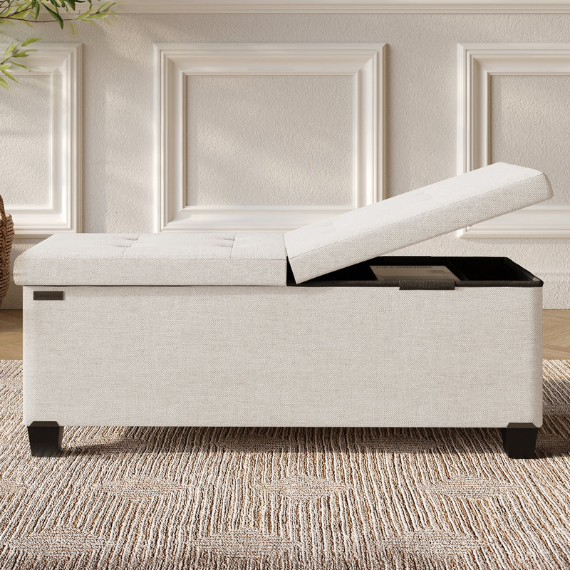 Banc de rangement avec repose-pieds Vérrant, 15"H x 43"W x 15"D, White