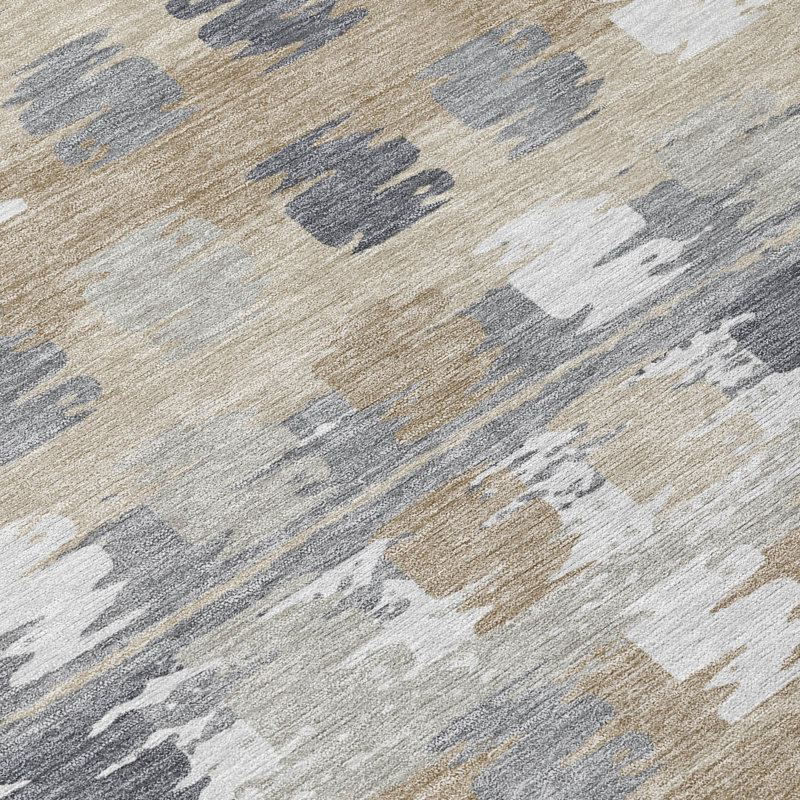 Machine Washable Indoor/Outdoor Chantille ACN2673 Casual Rug, Beige, 8' Round