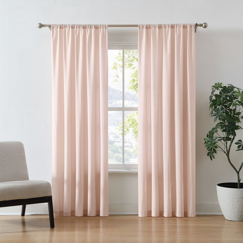 Paire de rideaux en percale de coton Ebern Designs, Rosé, L 50 po x L 96 po