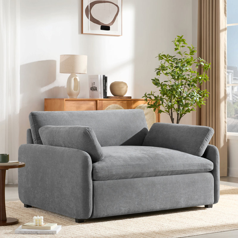 Fauteuil surdimensionné simple en chenille, fauteuil d'appoint large et profond, fauteuil rembourré moderne et confortable, canapé-lit avec coussins