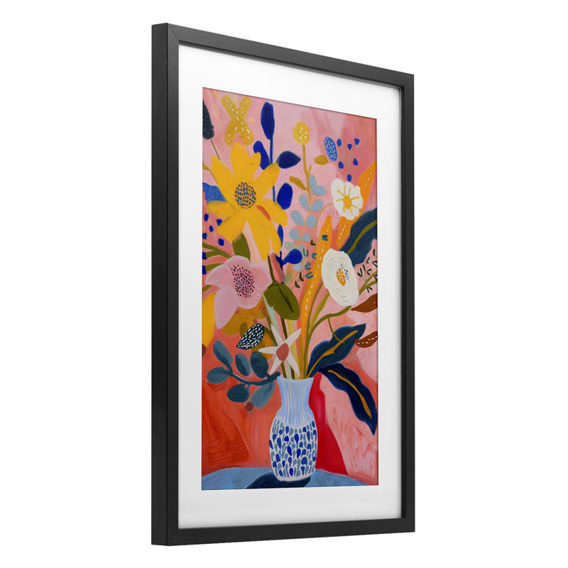 Vibrant Joyful Bouquet, reproduction encadrée sous verre, design par LSR Creative Studio, H 20 po x l 14 po