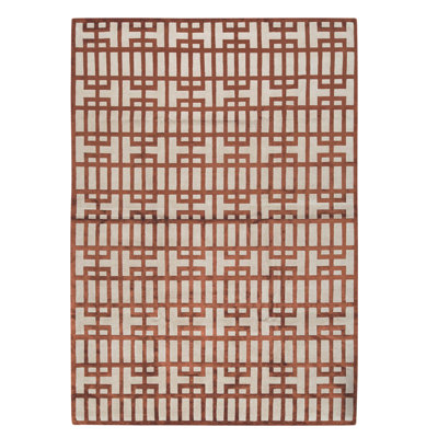 Hand Knotted Geometric Area Rug in Garnet