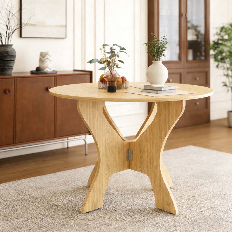 43-Inch Folding Dining Table for Small Spaces, MDF with Wild Oak Veneer and Space-Saving Design, Ancient Oak