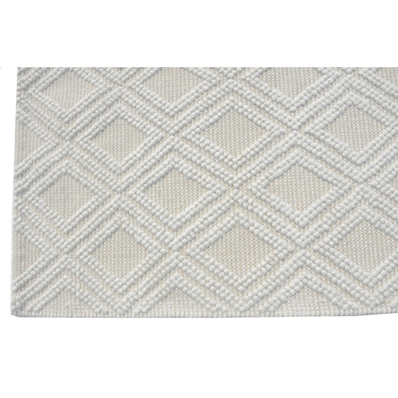 Tapis géométrique tissé à la main Whelington, Rectangle 6 pi x 9 pi, Ivoire / Naturel