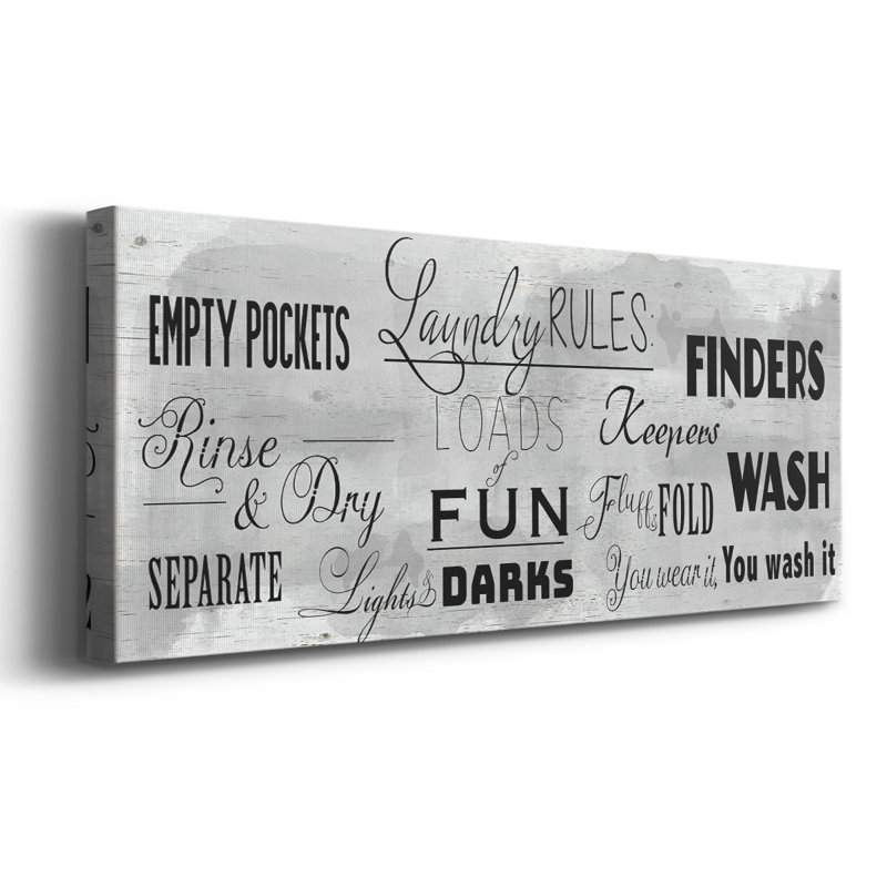 " Laundry Rules ", 24" H x 60" W x 1.5" D