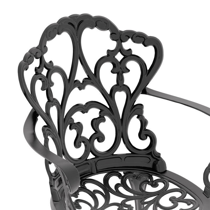 6-Person Black Cast Aluminum Outdoor Dining Set with Beige Cushions