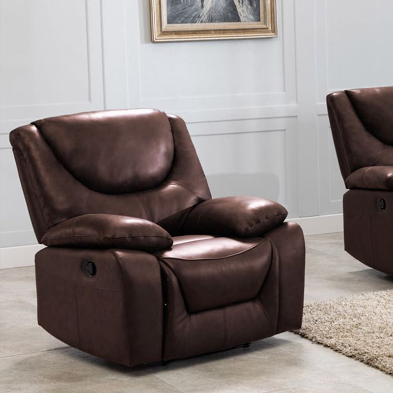 Upholstered Recliner, Brown Leather Match