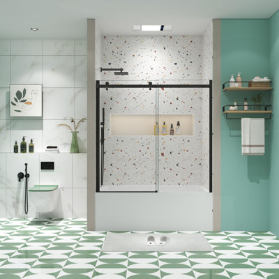 56"-60"W x 58"H Aluminum Framed Tub Door