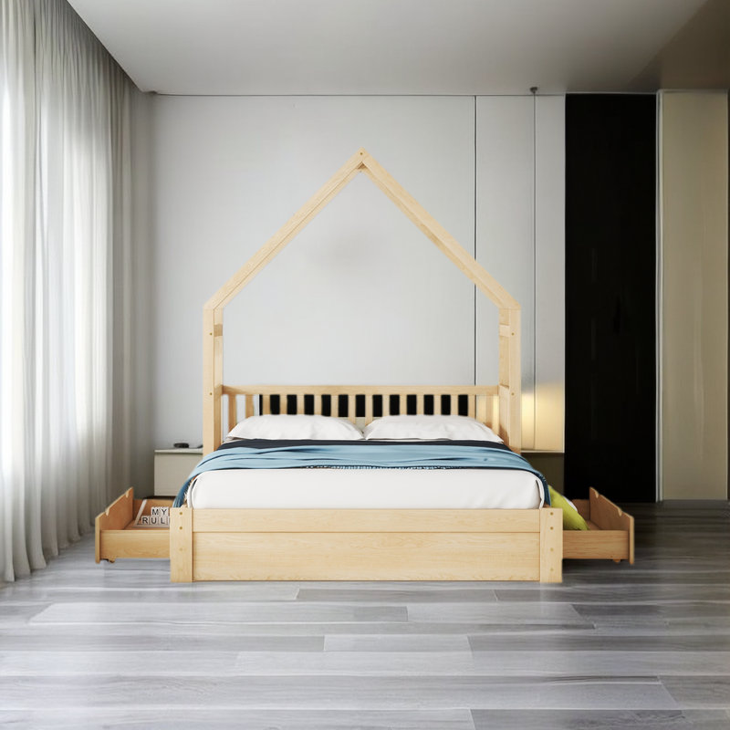 Wakia Storage Bed, Natural