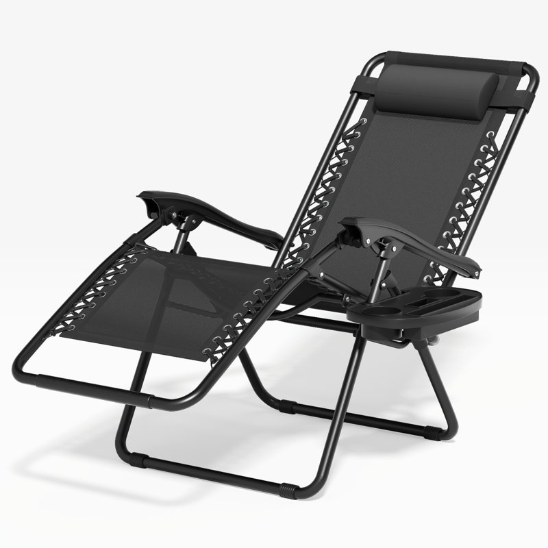 Morena Folding Zero Gravity Lounge Chair with Headrest, Footrest, and Cup Holder, Outdoor Beach Recliner for Patio and Camping