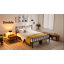 Minimalist Metal Bed Frame with Slatted Headboard-682358409-800080613