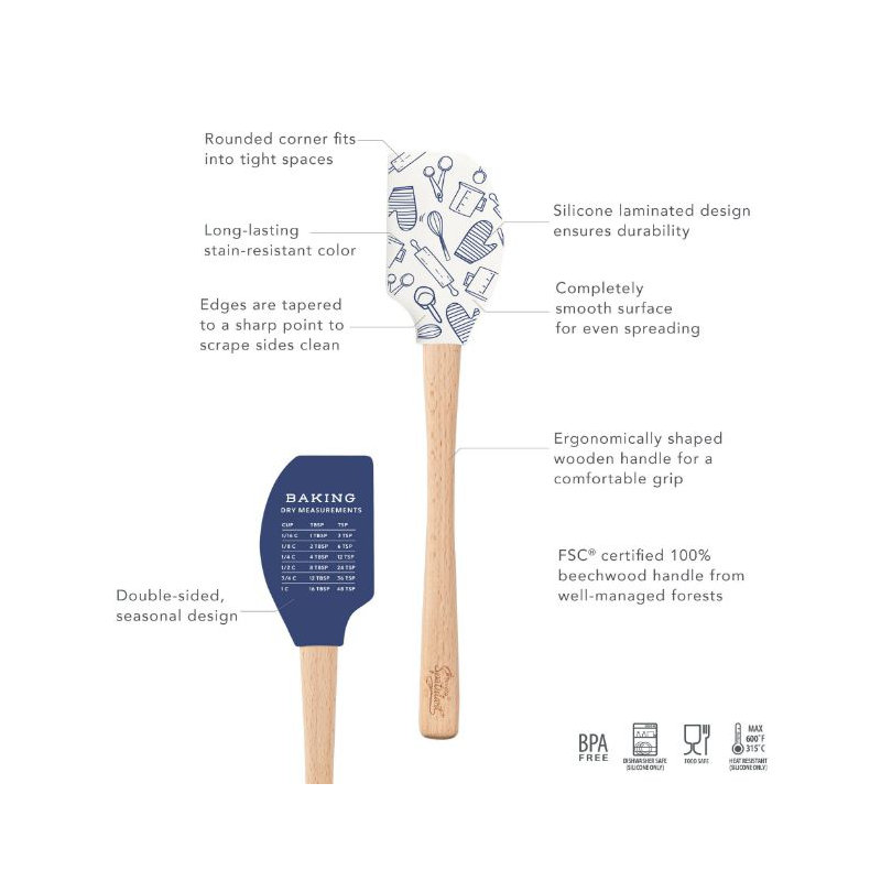 Spatulart Baking Conversions Wood Handled Spatula