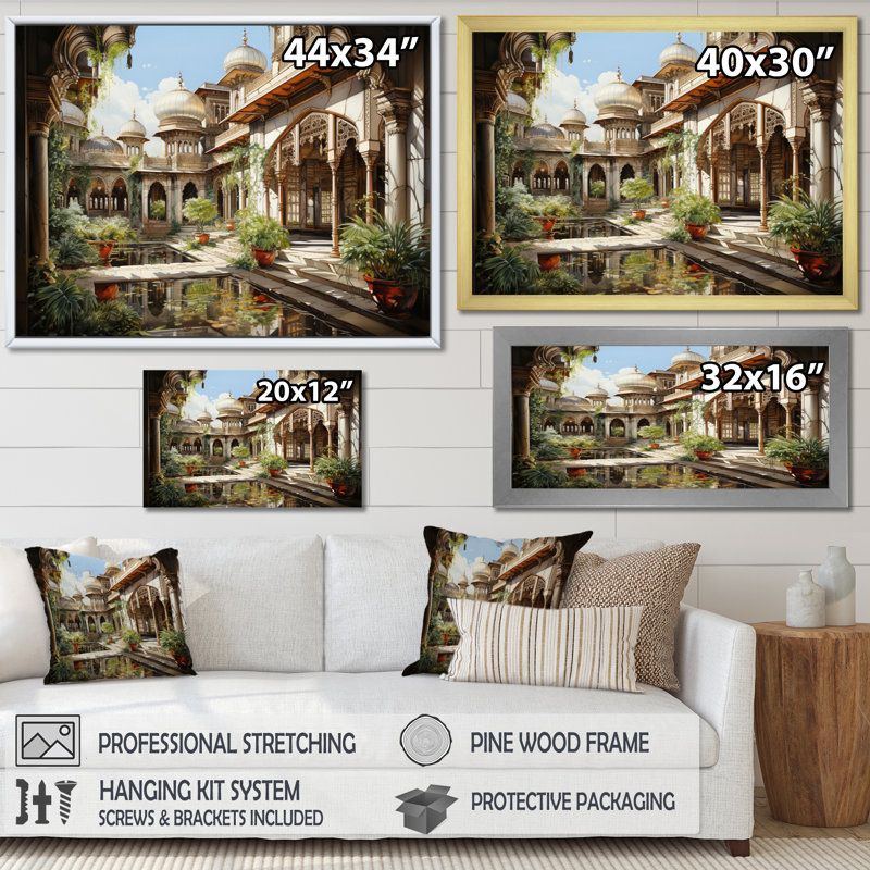 Indian Art Palace Splendor, H 30 po x l 40 po x P 1,5 po, Cadre flottant doré