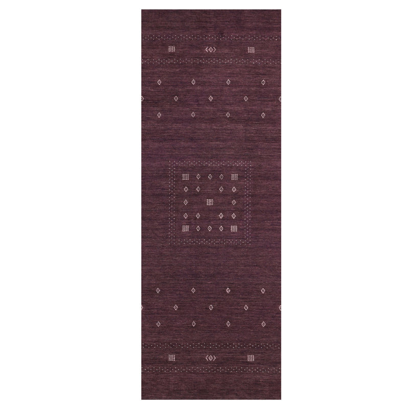 Simi Hand Knotted Cotton/Wool Southwestern Area Rug, Purple, Runner 2'6" x 8'