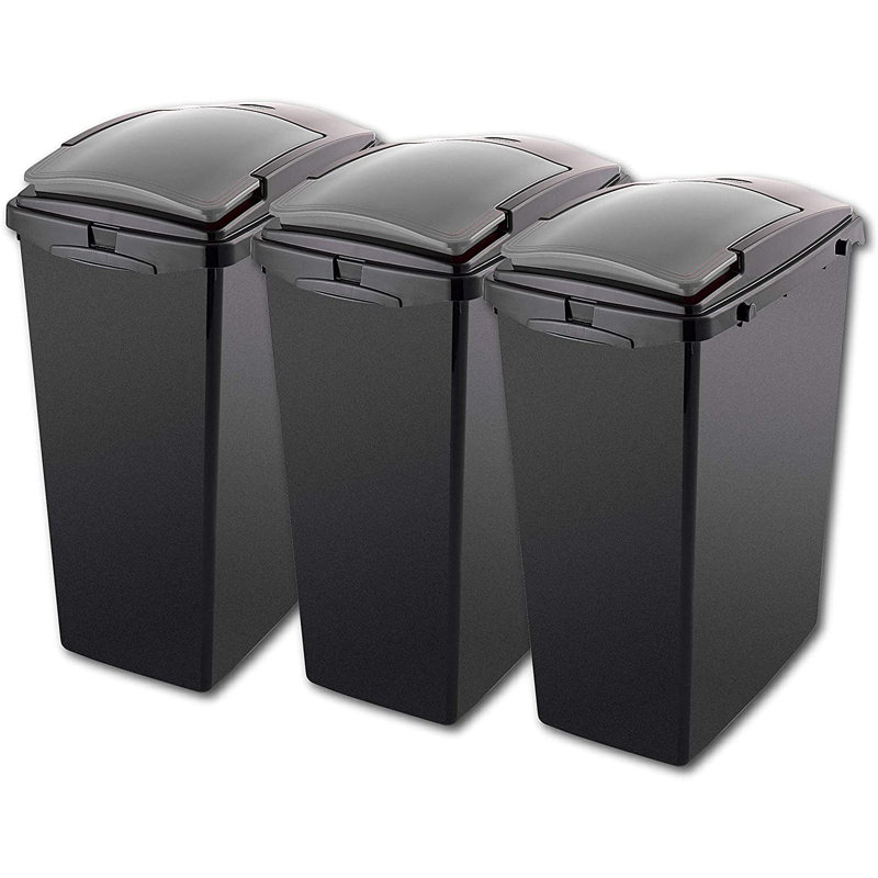 Plastic Manual Lift Kitchen Trash Can - 40L, Eco Black