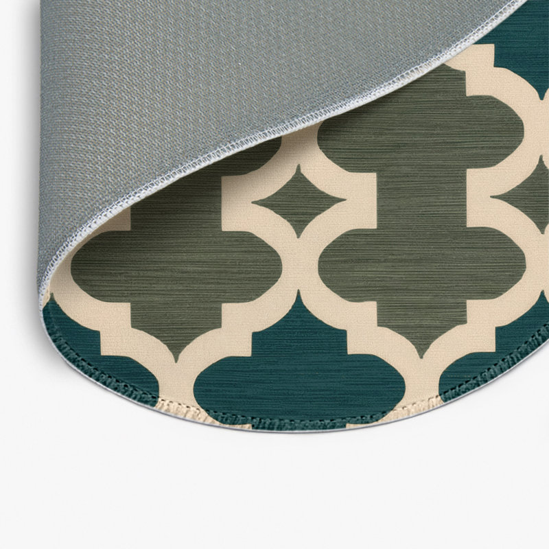 Trellis Green Indoor and Outdoor Area Rug, Round 5'