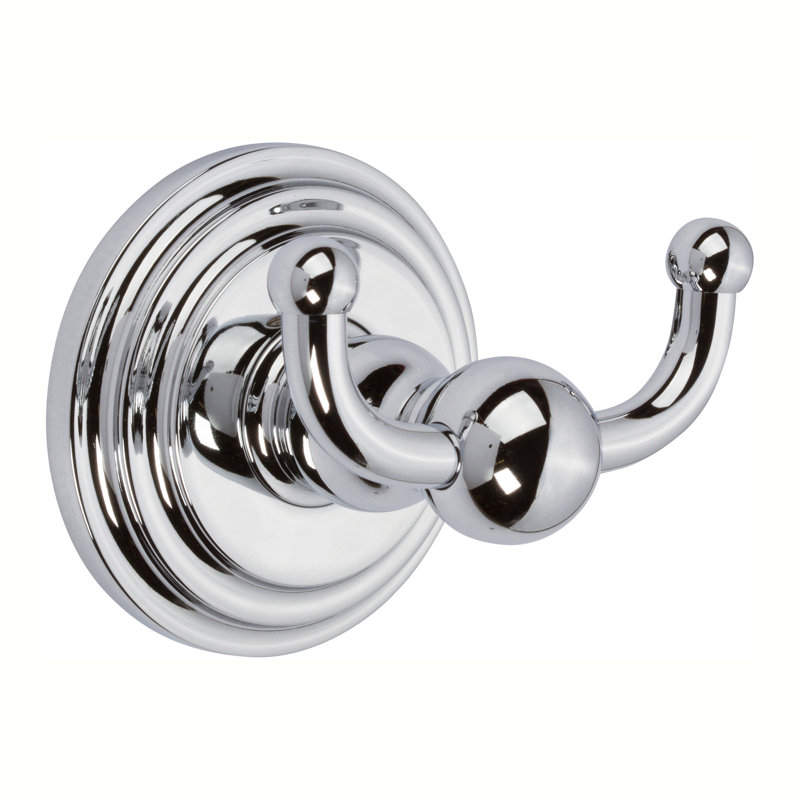 Chelsea Wall Mount Double Robe Hook, Polished Chrome