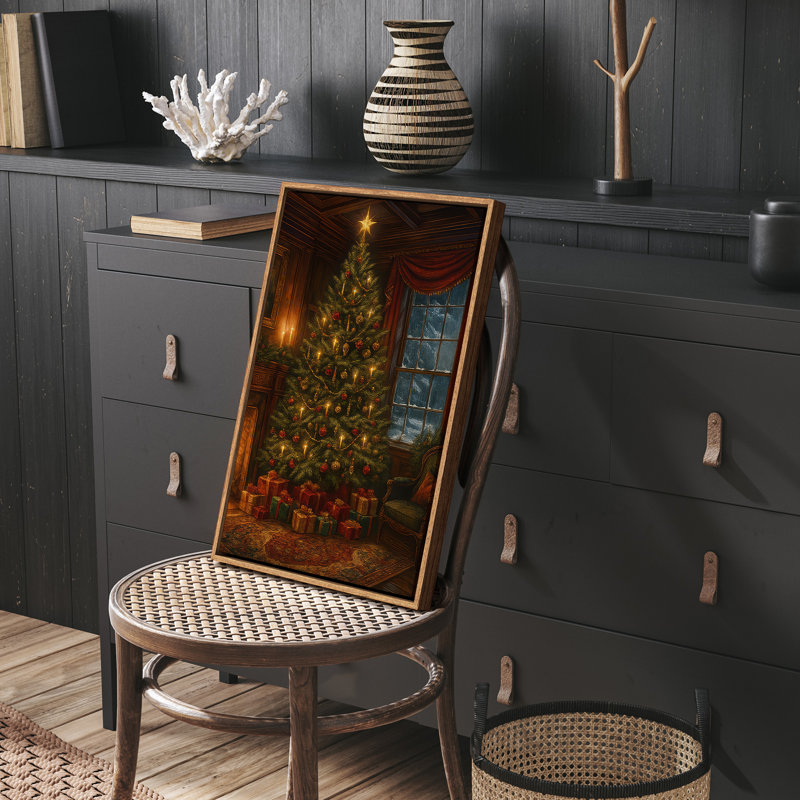 «Classic Holiday Christmas Tree», art mural encadré pour espaces festifs, H 36 po x l 24 po, Naturel