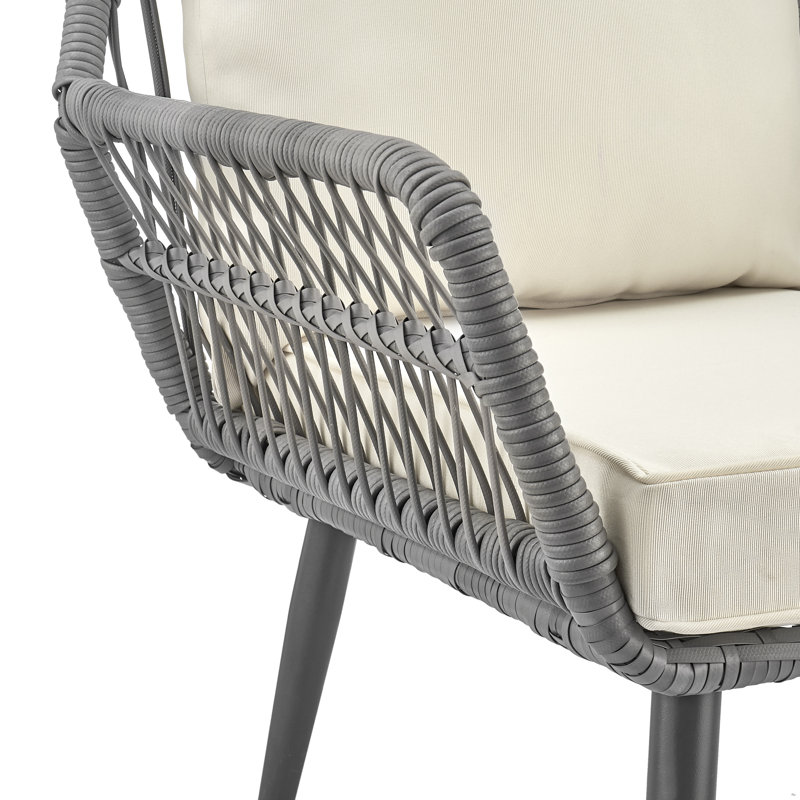 Tenerife Square 2 - Person 18.5'' Long Seating Group with Cushions, Cream