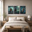 Maison hantée et lanterne de sorcière, ensemble de 3 toiles murales turquoise pour l'Halloween-2107449439
