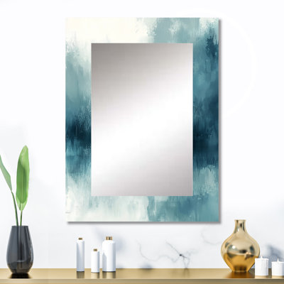 Blue Heron Minimalisme Elegance II - grand miroir héron, miroir mural décoratif bleu, impression d'art en métal