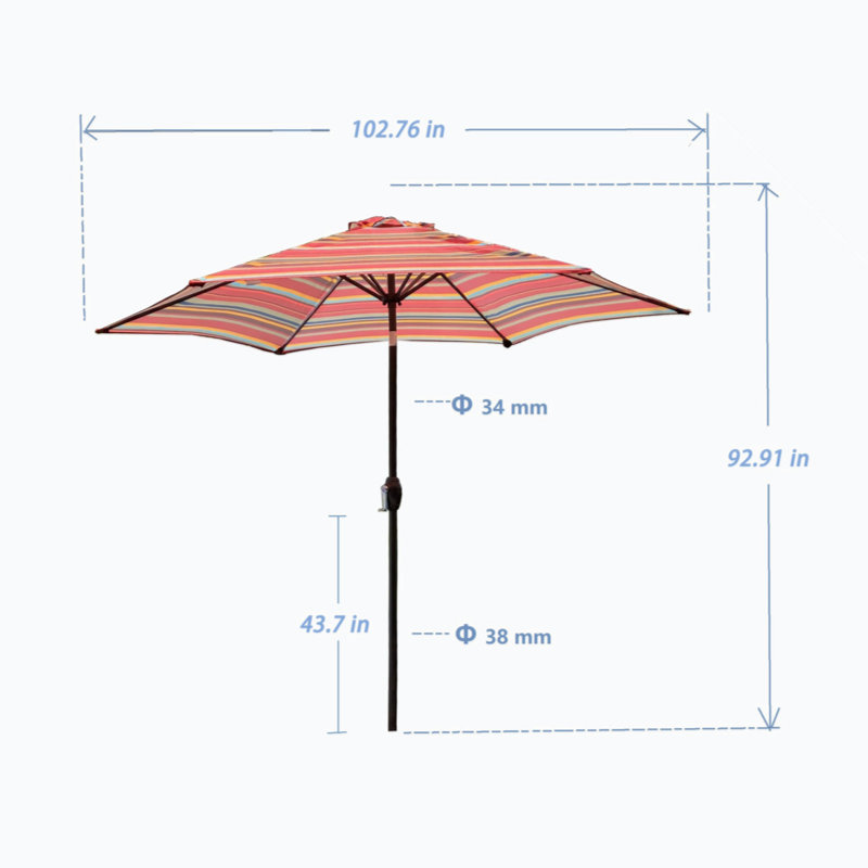 Parasol Tahire 102,76 avec contrepoids inclus, Rouge