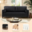 Sofa en similicuir avec coussin d'assise capitonné et pieds en bois-1270859578
