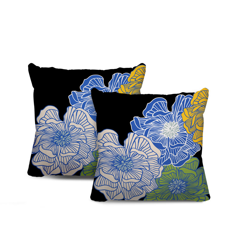 Polyester Blend Throw Square Indoor/Outdoor Pillow Cover & Insert, 15W" x 15H", Blue