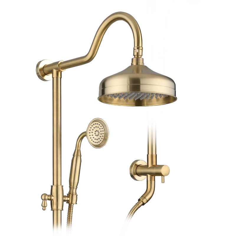 Hand Rain Dual Shower Head, Brushed Gold