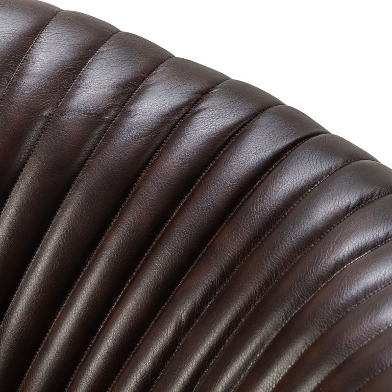 Euclid Faux Leather Chair With Metal Base, Brown Pebbled Faux Leather