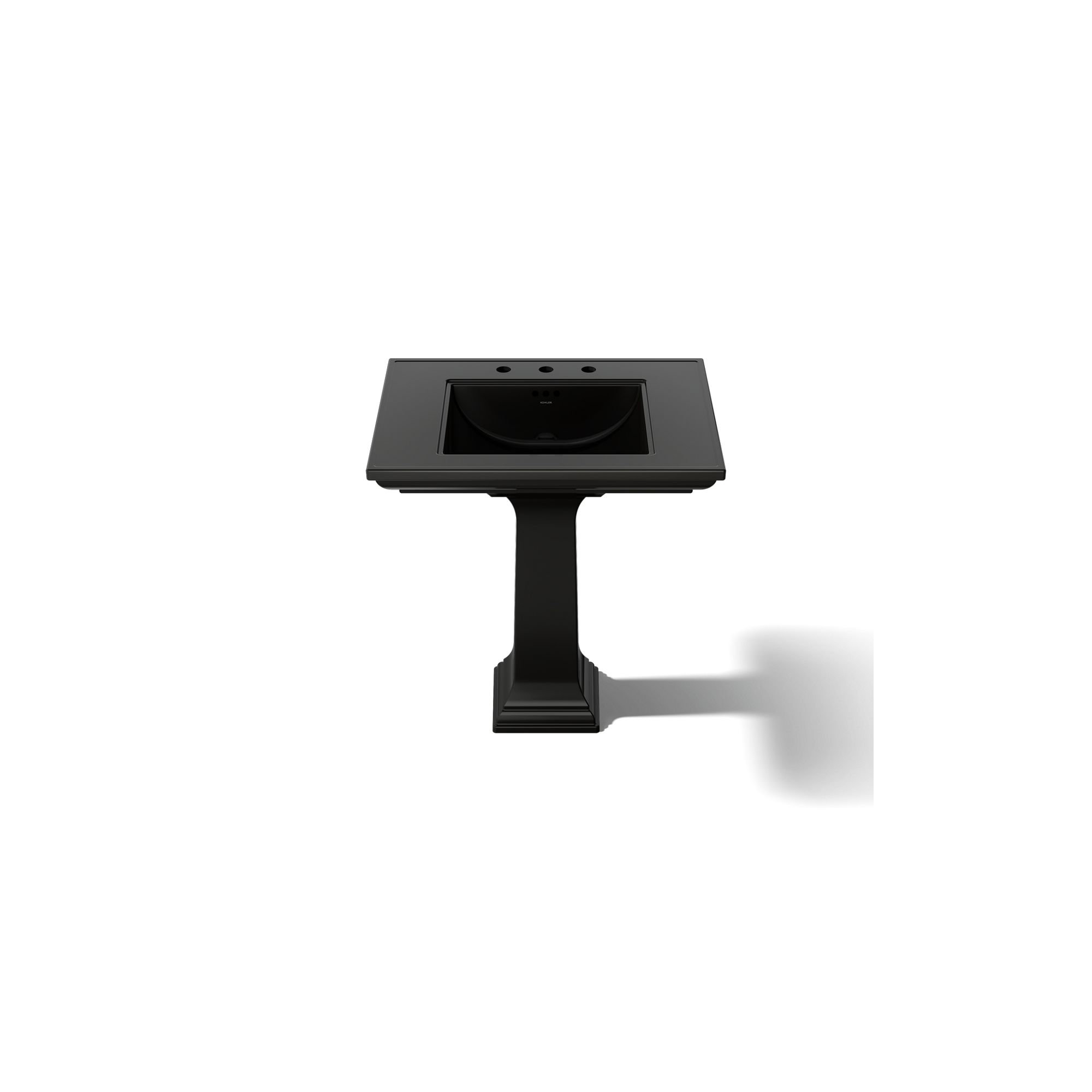 Memoirs Stately Pedestal Bathroom Sink with Faucet Holes, Black, 8" Centers, 34.75" H x 22.19" W x 30.69" L