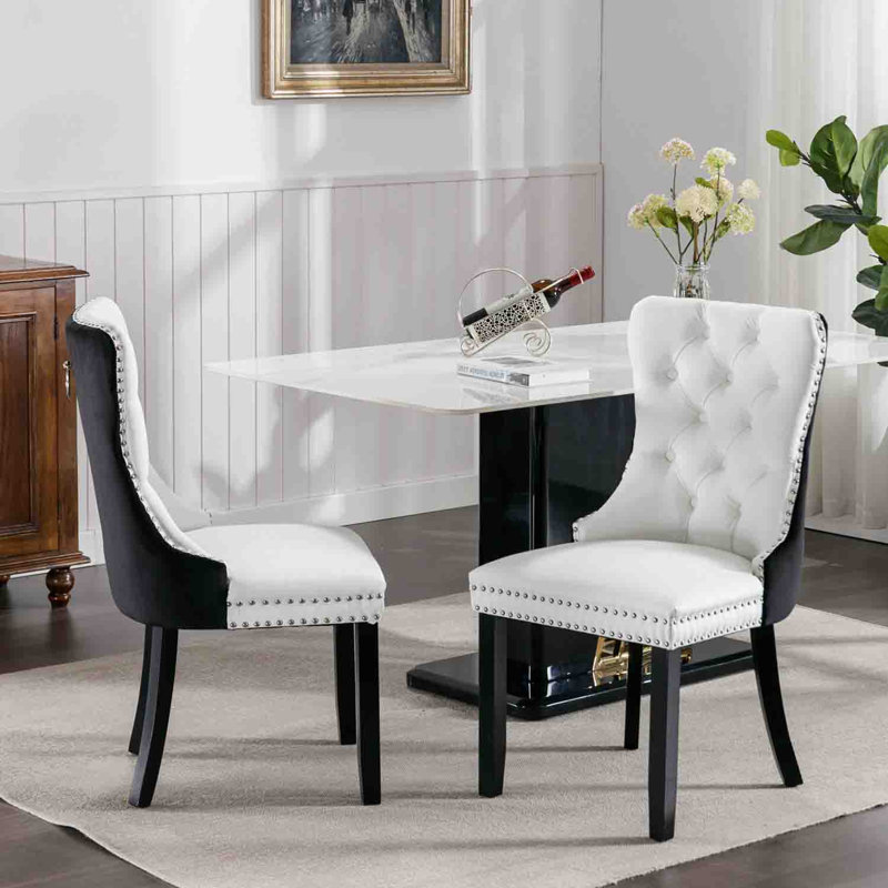 Gaudet Fulkerson Tufted Upholstered Side Chair, Black/White Incorrect, Black