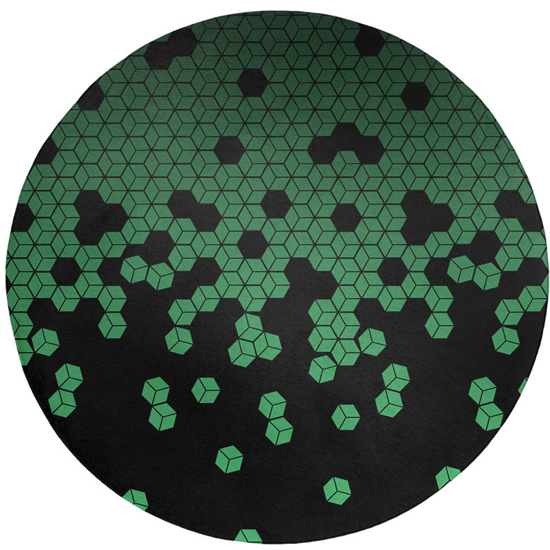 Tapis de fond à cubes noir culbuté, Rond 5 pi