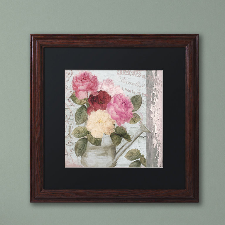 «Chalet d'Ete Roses» par Jadaya, impression encadrée, Noir, H 16 po x l 16 po x P 0,5 po, Toile avec cadre noir