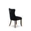 Ensemble de salle à manger 5 pièces en polyester 4 chaises de cuisine noires, dossier capitonné et table ronde au fini noyer antique.-902010232