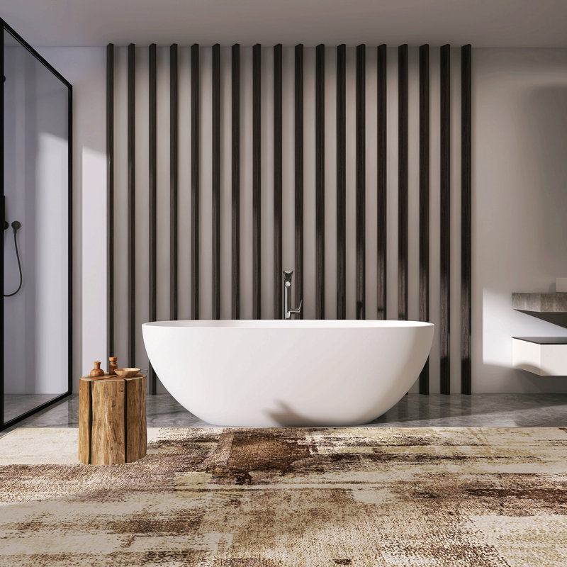 Baignoire de trempage autoportante à surface solide de 66,9 pouces pour salle de bain