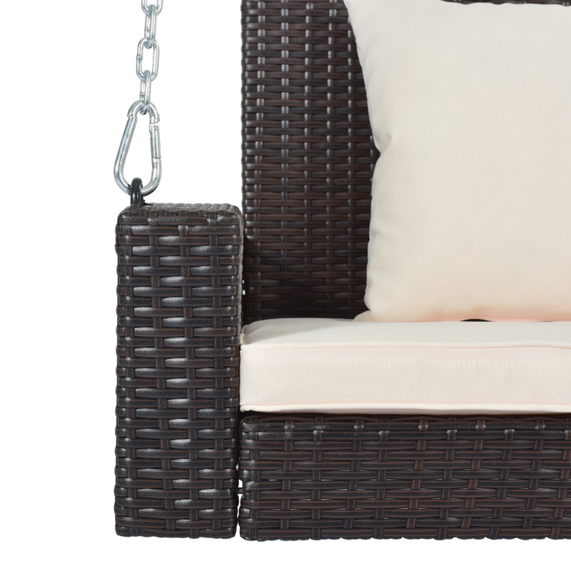 2 Person Porch Swing, Beige, Black