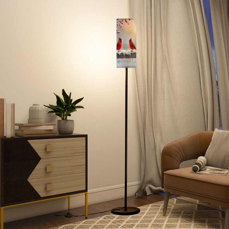 Lampe sur pied Winter Snow Landscape Forest Cardinal Red Bird