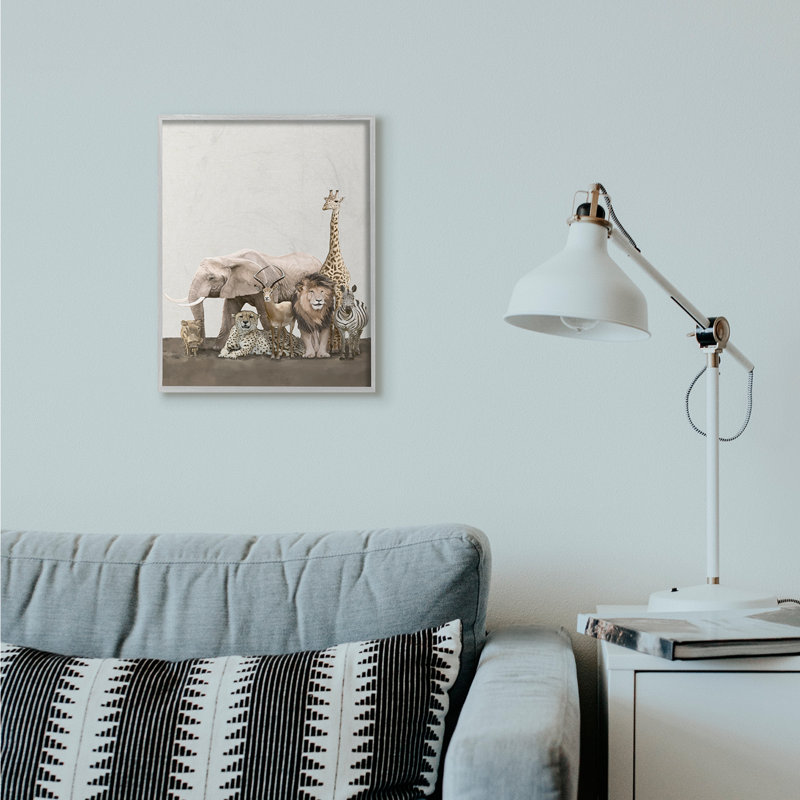 « wild zoo animaux éléphant lion giraffe zèbre design » par ziwei li-uncadred», reproduction d’impression sur toile