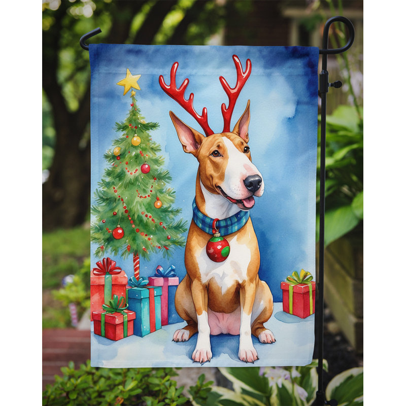 Drapeau de Noël renne de jardin, Bull-terrier