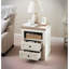 Table d'appoint en bois rustique avec 2 tiroirs, blanc antique pour la chambre à coucher et le salon