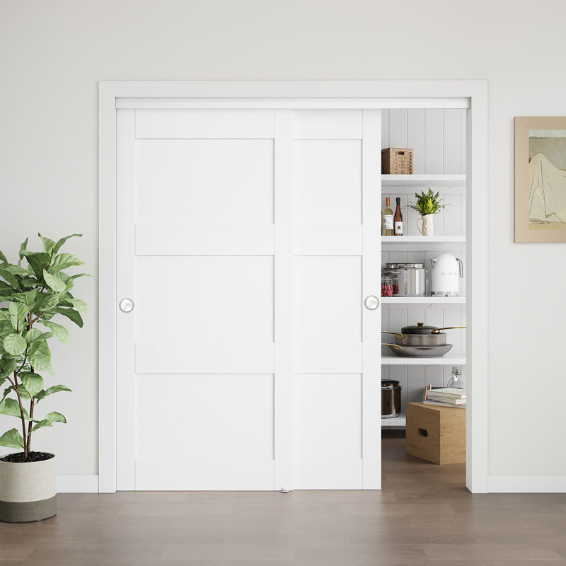 Portes en bois manufacturé de 80 po avec trousse de quincaillerie d'installation et poignées préinstallées (nécessite un assemblage)