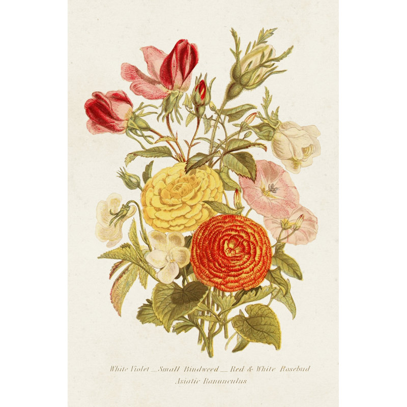 " Antique Floral Bouquet I " Painting Print, 12" H x 8" W