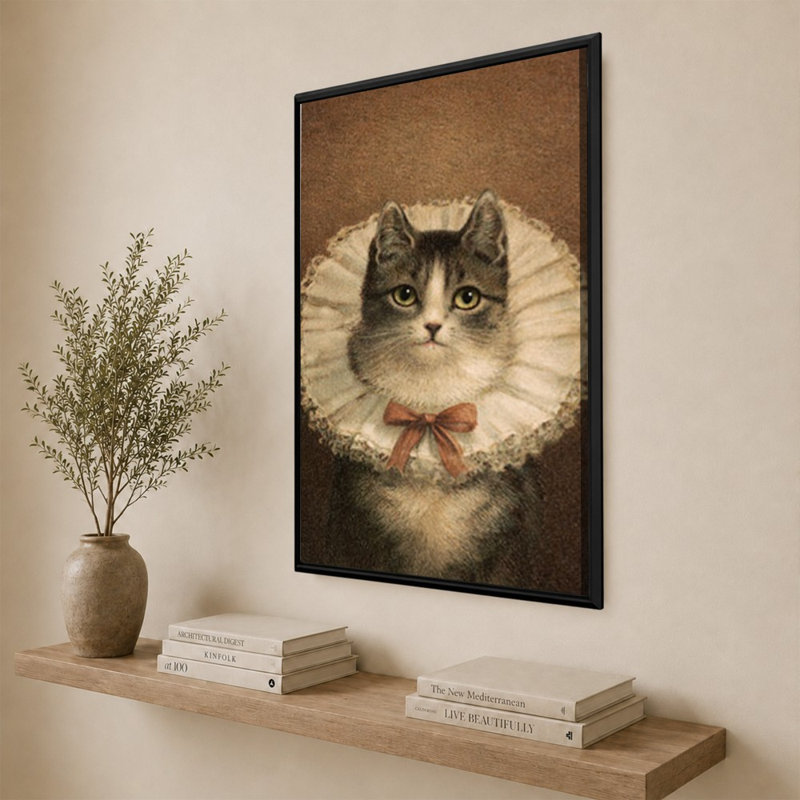 «Royal Cat» par V. Larkspar - impression sur toile, Noir, 64" H x 44" W