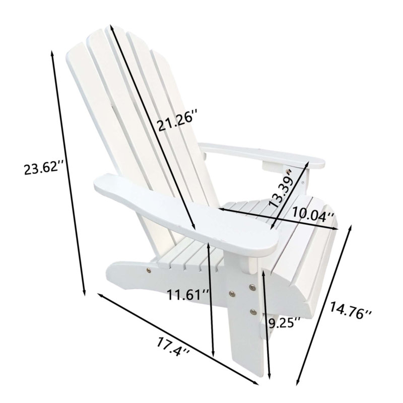 Chaise Adirondack d'extérieur ou d'intérieur en bois pour enfants, Blanc