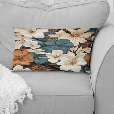 Monochrome Serenity Tropical Pattern I - Tropical Printed Throw Pillow