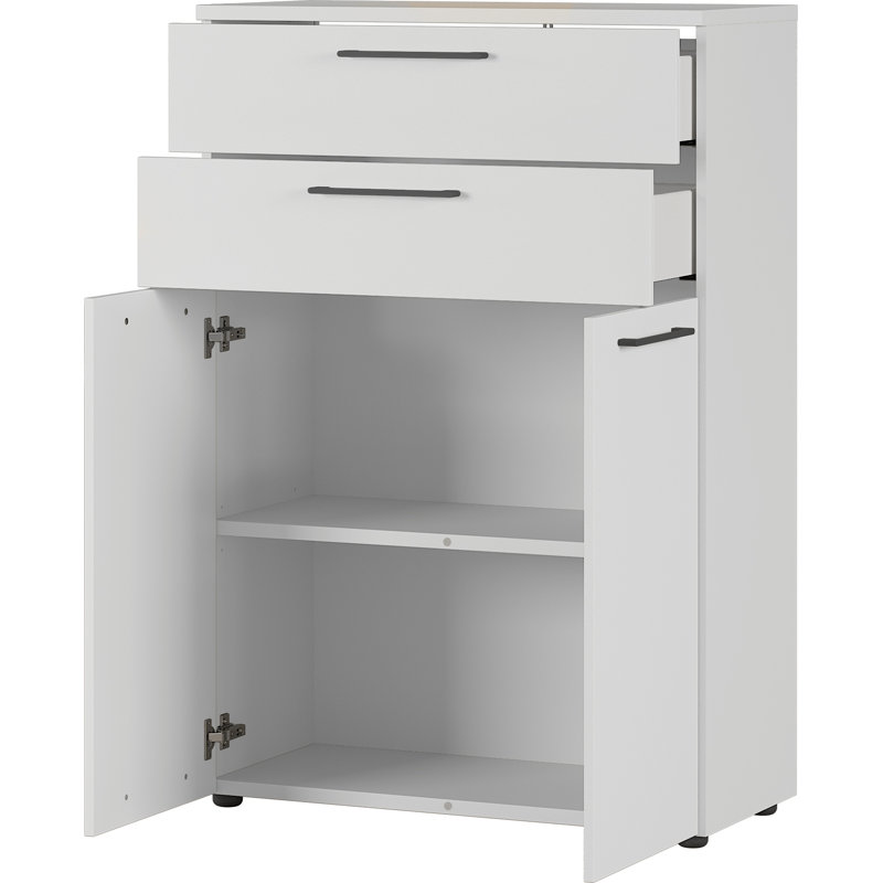 Miabella 80cm Wide 2 -Drawer File Cabinet, Light Grey