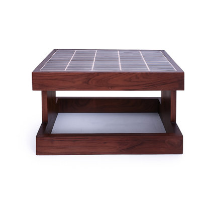 Table d'appoint Paulding en bois d'acacia avec dessus de tuiles