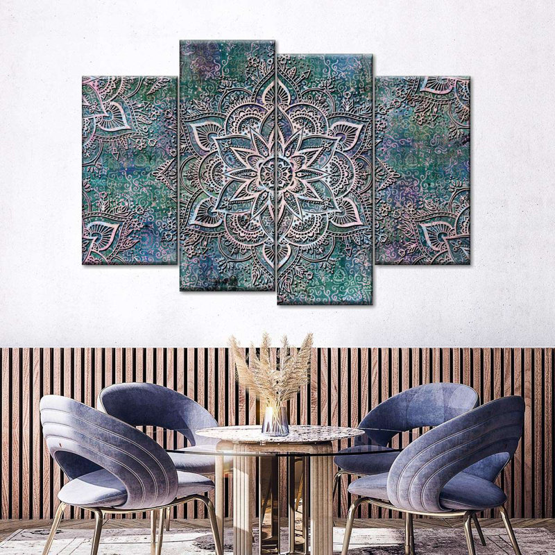 " Astral Mandala Abstract Multi Piece Canvas Print " 4 - Pieces, 36" H x 22" W x 1" D